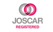 JOSCAR Registered logo on a white background, with overlapping gray and pink rings above bold black “JOSCAR” and pink “REGISTERED.”